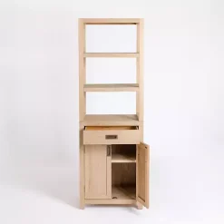 Outlet Kirklands Home Natural Wood Bookcase Modular Cabinet Tan