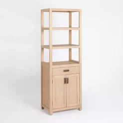Outlet Kirklands Home Natural Wood Bookcase Modular Cabinet Tan
