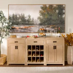 Best Kirklands Home Natural Wood Closed Modular Cabinet Tan