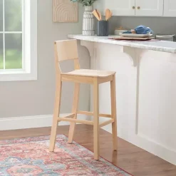 Discount Kirklands Home Natural Wood Devin Bar Stools, Set of 2 Tan