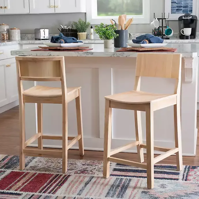 Best Kirklands Home Natural Wood Devin Counter Stools, Set of 2 Tan
