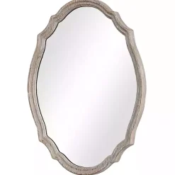 Sale Kirklands Home Natural Wood Distressed Curved Frame Mirror