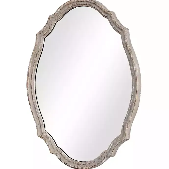 Sale Kirklands Home Natural Wood Distressed Curved Frame Mirror