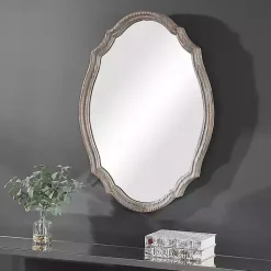 Sale Kirklands Home Natural Wood Distressed Curved Frame Mirror
