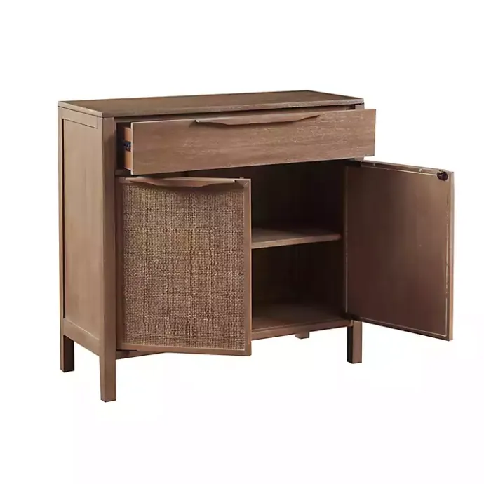 Best Kirklands Home Natural Wood 2-Door Cane Webbing Chest Tan