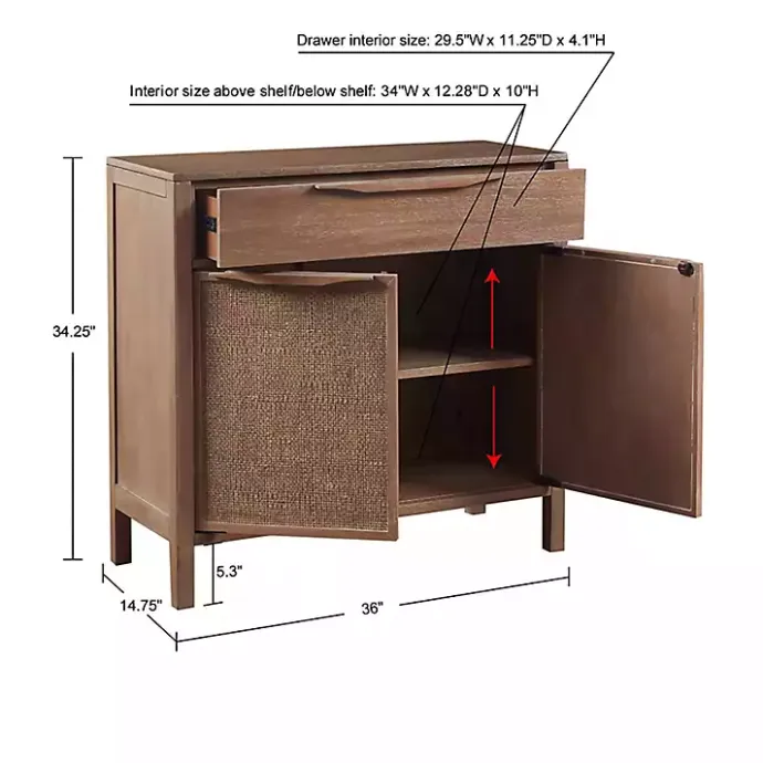 Best Kirklands Home Natural Wood 2-Door Cane Webbing Chest Tan