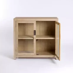 Sale Kirklands Home Natural Wood Glass Door Modular Cabinet Tan
