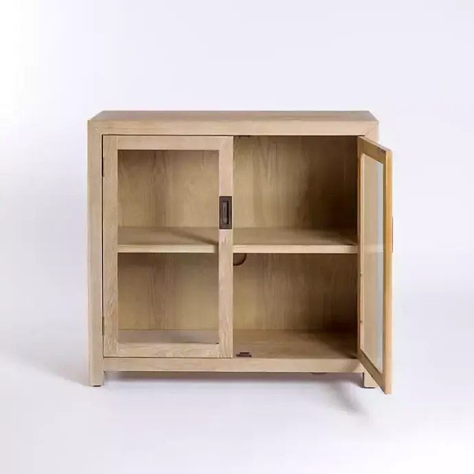 Sale Kirklands Home Natural Wood Glass Door Modular Cabinet Tan