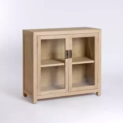 Sale Kirklands Home Natural Wood Glass Door Modular Cabinet Tan