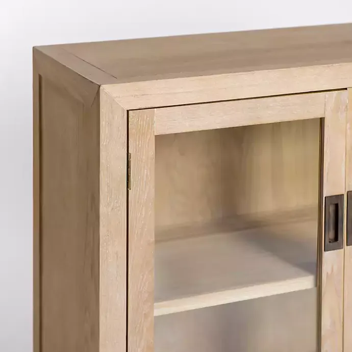 Sale Kirklands Home Natural Wood Glass Door Modular Cabinet Tan