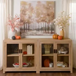 Sale Kirklands Home Natural Wood Glass Door Modular Cabinet Tan