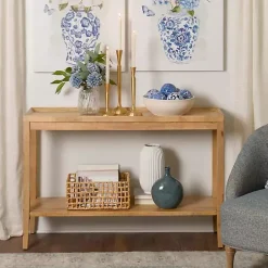 Discount Kirklands Home Natural Wood Hughes Console Table Tan