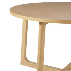 Sale Kirklands Home Natural Wood Modern Round Dining Table Tan