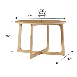 Sale Kirklands Home Natural Wood Modern Round Dining Table Tan