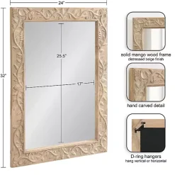 Discount Kirklands Home Natural Wood Ornate Carved Wall Mirror Tan