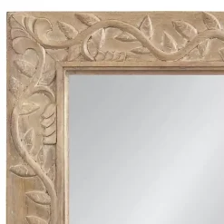 Discount Kirklands Home Natural Wood Ornate Carved Wall Mirror Tan