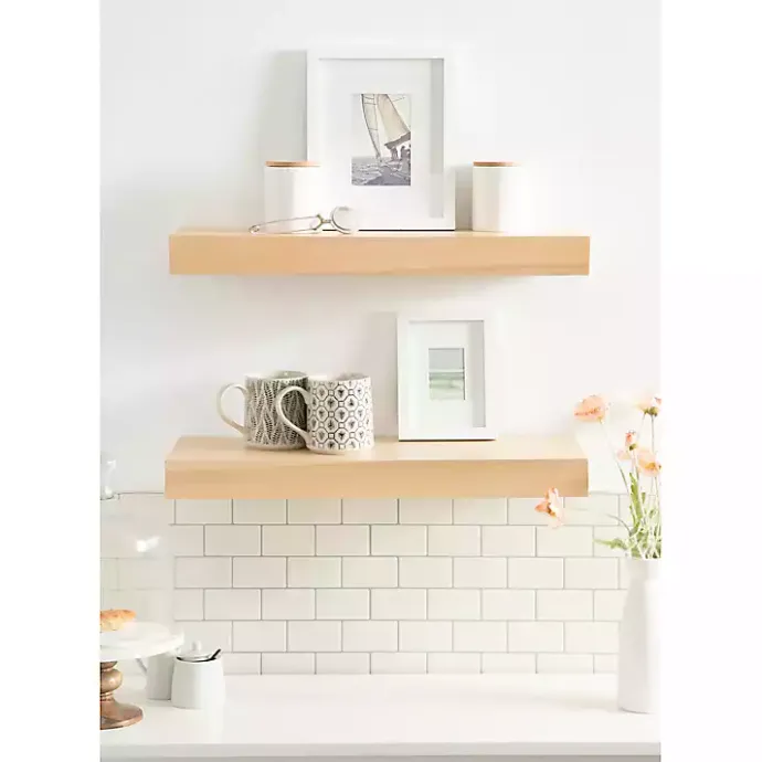 Clearance Kirklands Home Natural Wood 2-pc. Floating Shelves, 24 in.