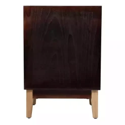 Outlet Kirklands Home Natural Wood Rattan Nightstand Brown