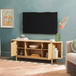Sale Kirklands Home Natural Wood Reeded Oval TV Sd Tan