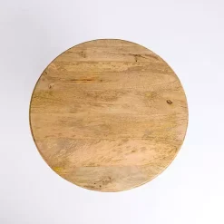 Sale Kirklands Home Natural Wood Round Dori Side Table Tan