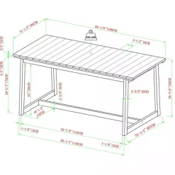 Online Kirklands Home Natural Wood Slatted Box Leg Outdoor Dining Table Tan