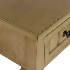 Discount Kirklands Home Natural Wood Square Hampton Accent Table Tan