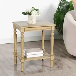 Sale Kirklands Home Natural Wood Sybil Accent Table Tan