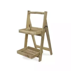 Outlet Kirklands Home Natural Wood 2-Tier Folding Plant Stand, 30 in. Brown
