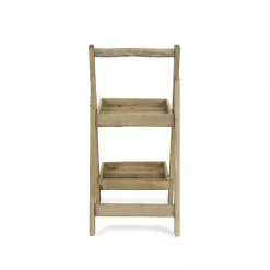 Outlet Kirklands Home Natural Wood 2-Tier Folding Plant Stand, 30 in. Brown