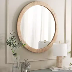 Kirklands Home Natural Wood Wrapped Mila Wall Mirror