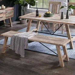 Discount Kirklands Home Natural Wooden Sonoma Dining Bench Tan