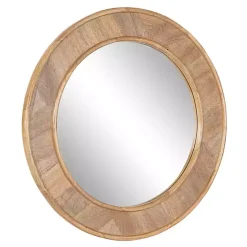 Clearance Kirklands Home Natural Woodgrain Round Wall Mirror Brown