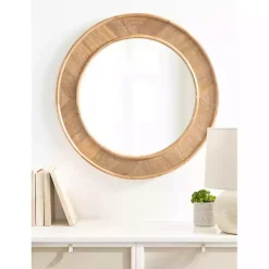 Clearance Kirklands Home Natural Woodgrain Round Wall Mirror Brown