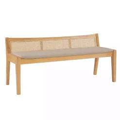 Discount Kirklands Home Natural Woven Rat Back Minimalist Bench Tan