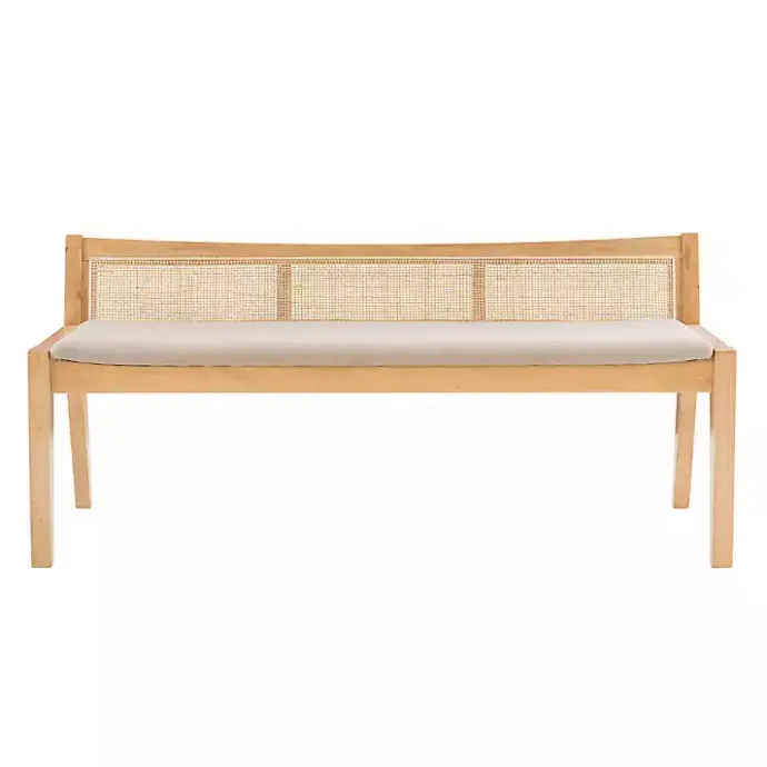 Discount Kirklands Home Natural Woven Rat Back Minimalist Bench Tan