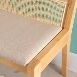 Discount Kirklands Home Natural Woven Rat Back Minimalist Bench Tan