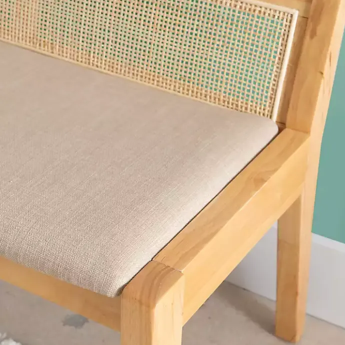 Discount Kirklands Home Natural Woven Rat Back Minimalist Bench Tan