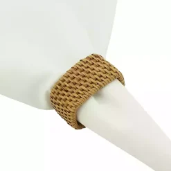 Hot Kirklands Home Natural Woven Rat Oval Napkin Rings, Set of 4 Tan