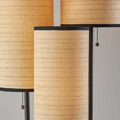 Kirklands Home Natural Woven Shade Trio Rowan Floor Lamp Tan