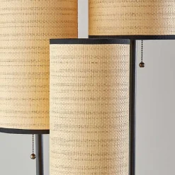 Kirklands Home Natural Woven Shade Trio Rowan Floor Lamp Tan
