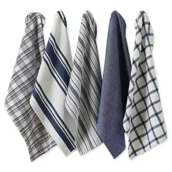 Kirklands Home Nautical Blue Woven Dish Towels, Set of 5