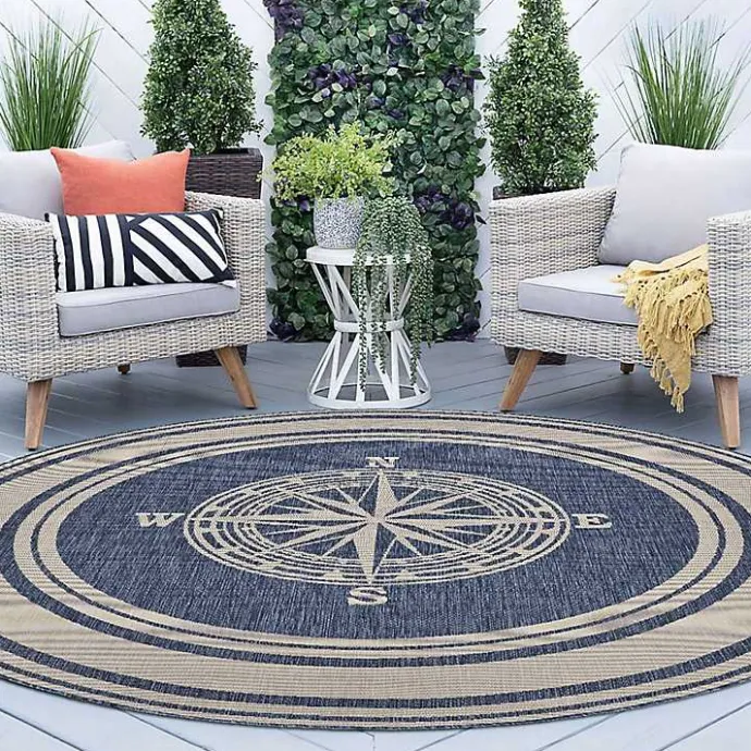 Hot Kirklands Home Nautical Navigation Round Outdoor Area Rug