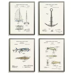 Kirklands Home Nautical Patents Framed Art Prints, Set of 4