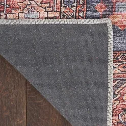 Kirklands Home Navy & Brick Botanical Washable Area Rug, 5x7