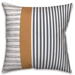 Kirklands Home Navy & Burnt Orange Stripes Indoor/Outdoor Pillow