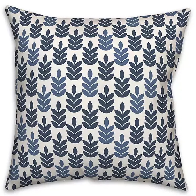 Discount Kirklands Home Navy & White Leaves Indoor/Outdoor Pillow