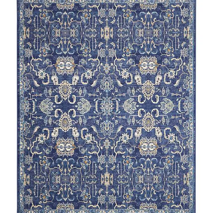 Online Kirklands Home Navy and Beige Botanical Area Rug, 7x10