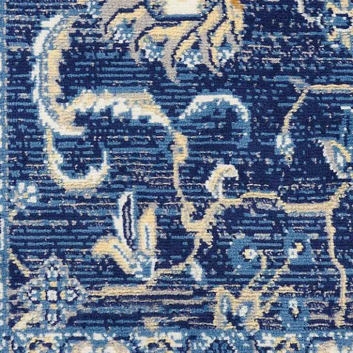 Online Kirklands Home Navy and Beige Botanical Area Rug, 7x10