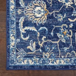 Best Kirklands Home Navy and Beige Botanical Area Rug, 7x9