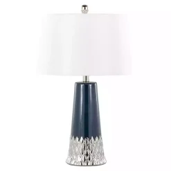 Outlet Kirklands Home Navy and Silver Piper Table Lamp White